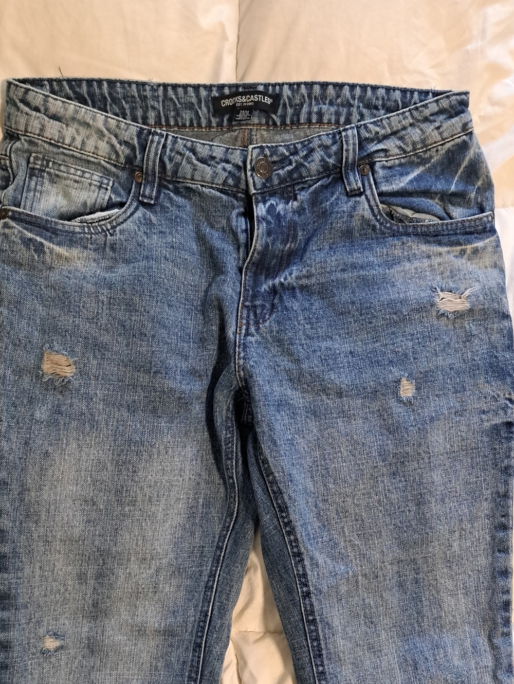 Crooks & Castles Women's Light Blue Distressed Skinny Jeans